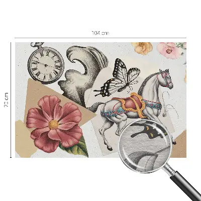 Behang met print met vintage bloemenmotief