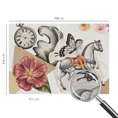 Behang met print met vintage bloemenmotief