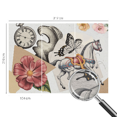 Behang met print Vintage bloemen