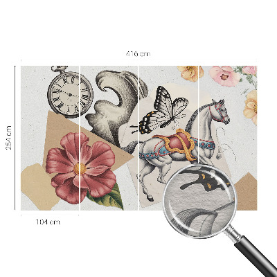 Behang met print Vintage bloemen