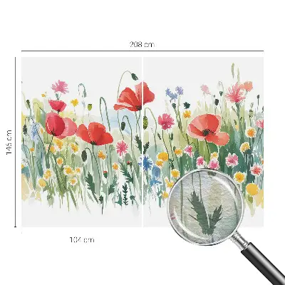 Fotobehang woonkamer met het motief 'Zomerweide' voor een natuurlijke sfeer