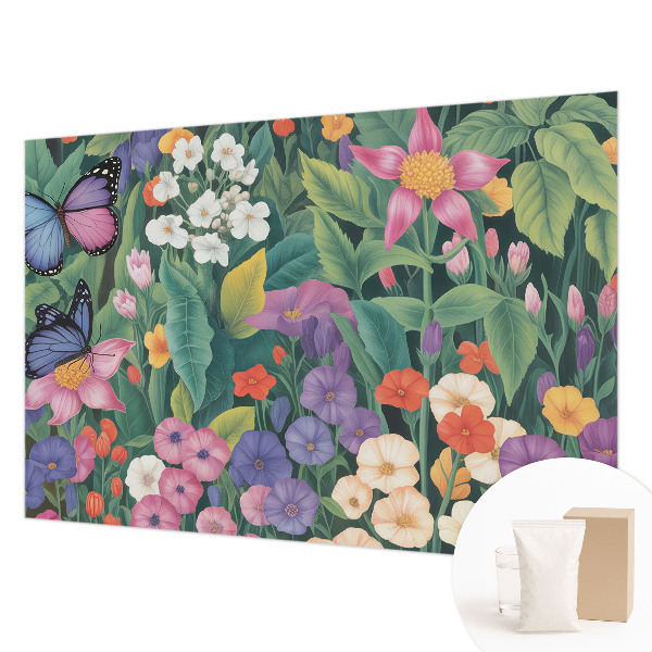 Fotobehang slaapkamer met een bloemenexplosie als motief