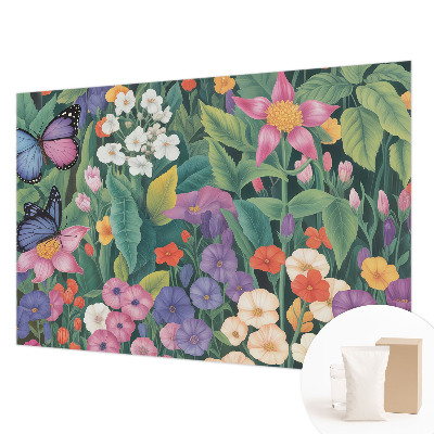 Fotobehang slaapkamer met een bloemenexplosie als motief