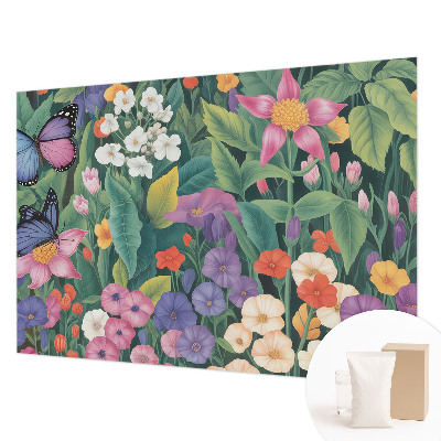 Fotobehang slaapkamer met een bloemenexplosie als motief