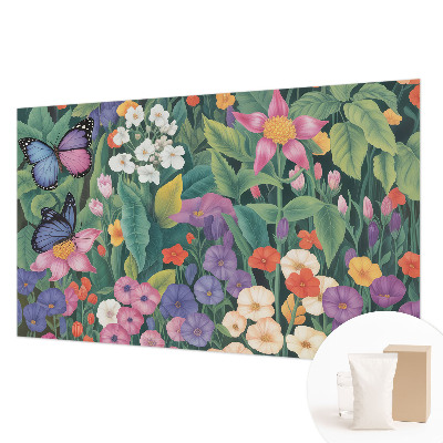 Fotobehang slaapkamer met een bloemenexplosie als motief