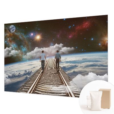 Fotobehang voor slaapkamer met een ruimtereis-motief