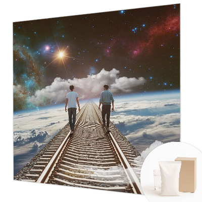 Fotobehang voor slaapkamer met een ruimtereis-motief