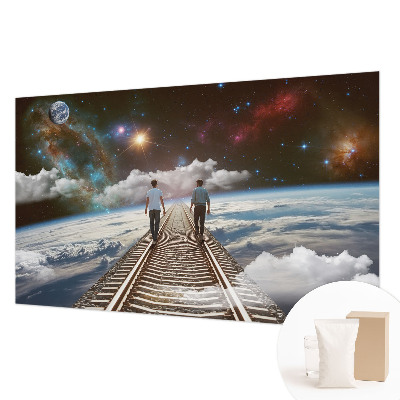 Fotobehang voor slaapkamer met een ruimtereis-motief