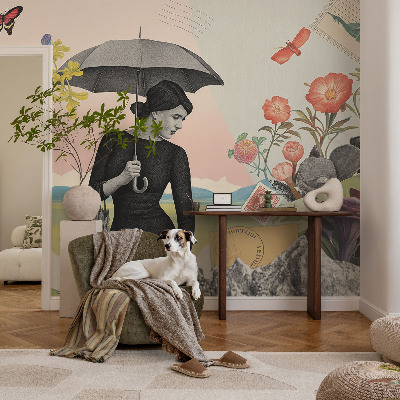 Fotobehang voor de slaapkamer Romantische collage