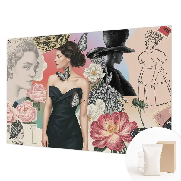 Modern fotobehang met bloemen- en portretmotieven