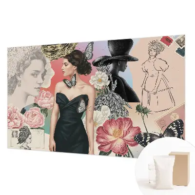 Modern fotobehang met bloemen- en portretmotieven