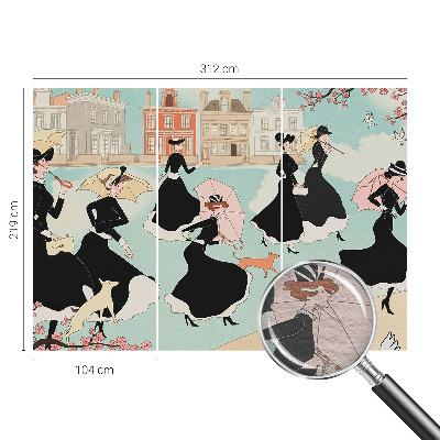 Fotobehang voor de woonkamer Vrouwen die lopen