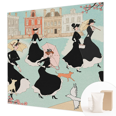 Fotobehang voor de woonkamer met een motief van vrouwen die wandelen