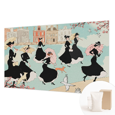 Fotobehang voor de woonkamer met een motief van vrouwen die wandelen