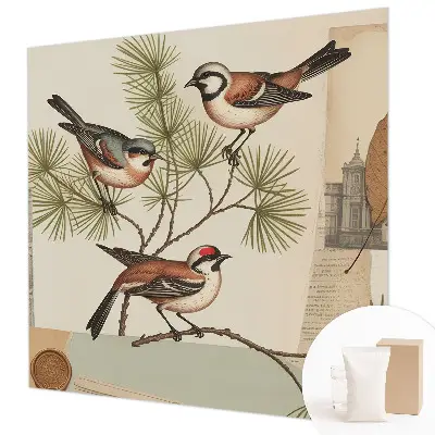 Sfeervol fotobehang met een vogelcollage