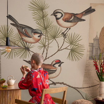 Sfeervol fotobehang Vogelcollage