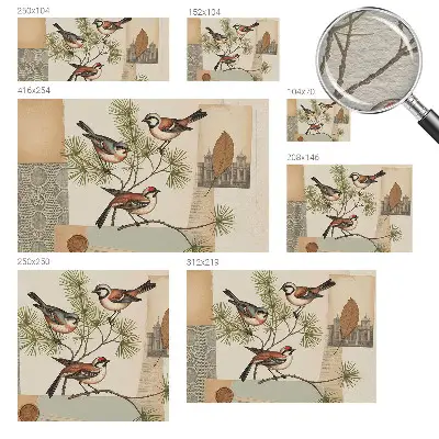 Sfeervol fotobehang met een vogelcollage