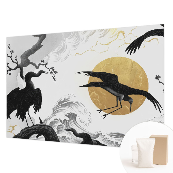 Vlies fotobehang Zwarte kraanvogels