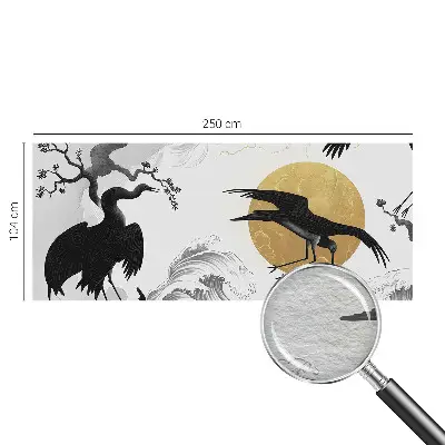 Vlies fotobehang met zwarte kraanvogels
