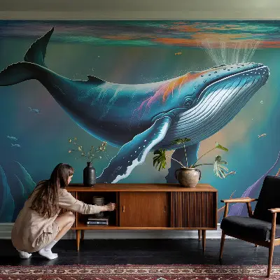 Behang met print met het motief Zeereus
