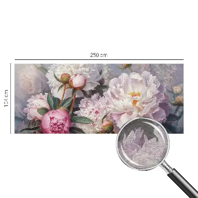 Fotobehang voor de woonkamer met een pioenrozenboeket als motief