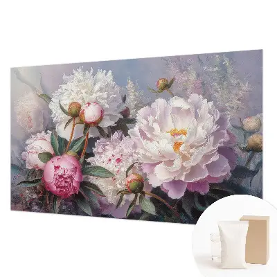 Fotobehang voor de woonkamer met een pioenrozenboeket als motief