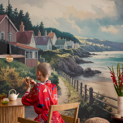 Vlies fotobehang op maat Klifhuizen