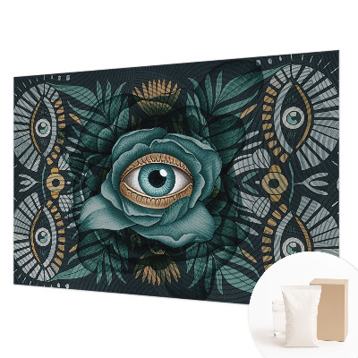 Sfeervol fotobehang met een bloemmotief met focus op het bloem-oog
