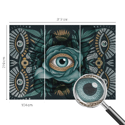 Sfeervol fotobehang met een bloemmotief met focus op het bloem-oog