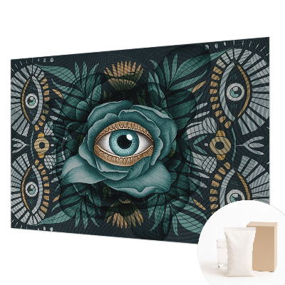 Sfeervol fotobehang met een bloemmotief met focus op het bloem-oog