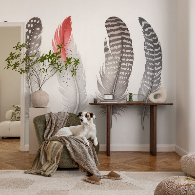 Groot fotobehang Gedessineerde veren