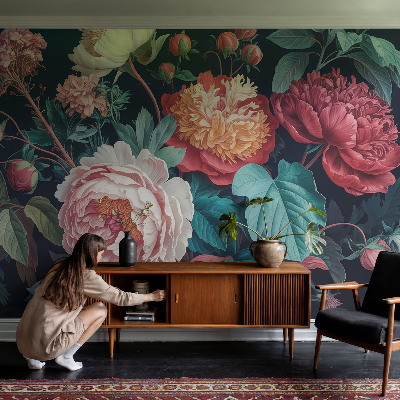 Fotobehang op maat Kleurrijke bloemen