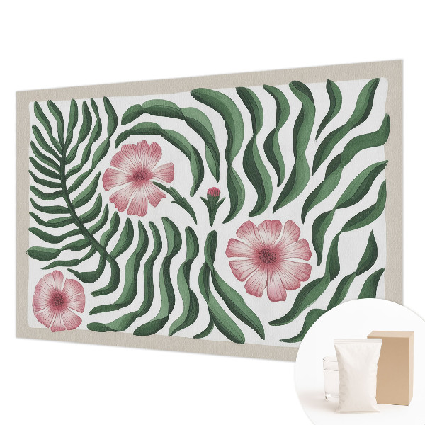 Behang met print met bloemen- en bladerenmotief