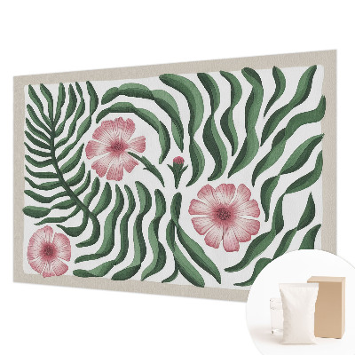 Behang met print met bloemen- en bladerenmotief