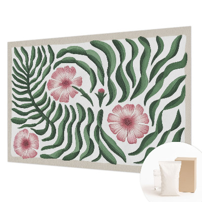 Behang met print met bloemen- en bladerenmotief