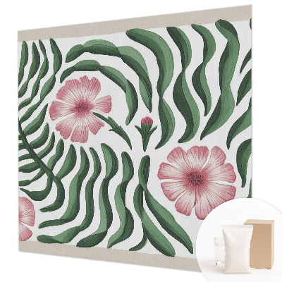 Behang met print met bloemen- en bladerenmotief