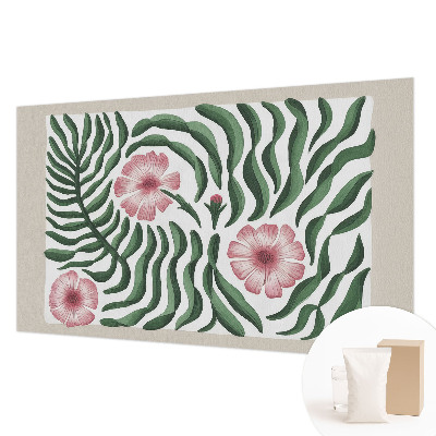 Behang met print met bloemen- en bladerenmotief