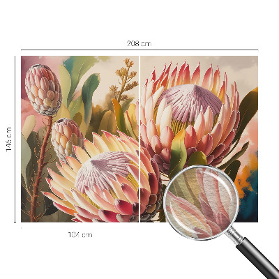 Fotobehang naadloos met patroon van protea-bloemen