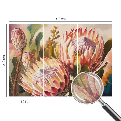 Fotobehang naadloos met patroon van protea-bloemen