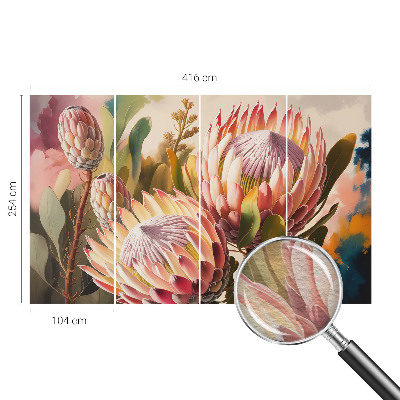 Fotobehang naadloos met patroon van protea-bloemen