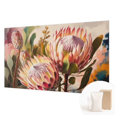Fotobehang naadloos met patroon van protea-bloemen