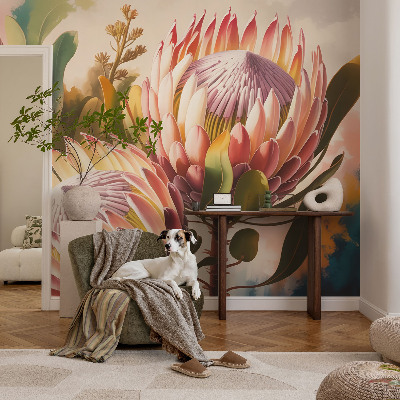 Fotobehang naadloos met patroon van protea-bloemen