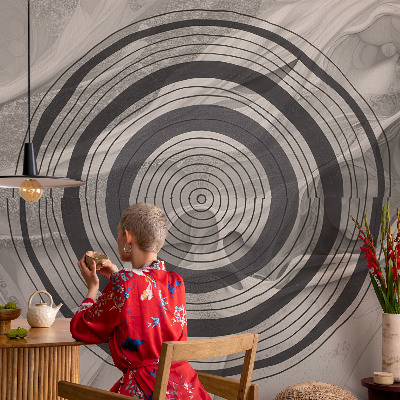 Fotobehang slaapkamer Grijze cirkels