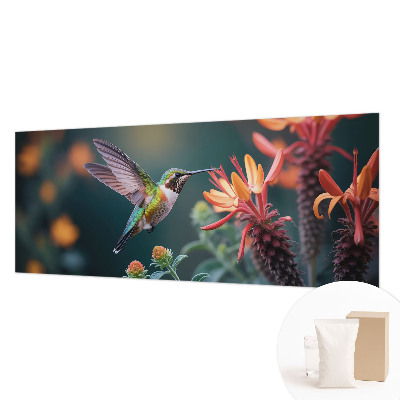 Fotobehang voor slaapkamer met een motief van kolibries en bloemen
