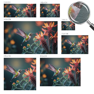 Fotobehang voor slaapkamer met een motief van kolibries en bloemen