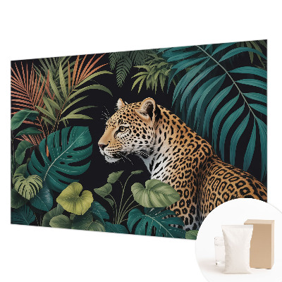 Fotobehang voor de woonkamer met een exotisch luipaardmotief