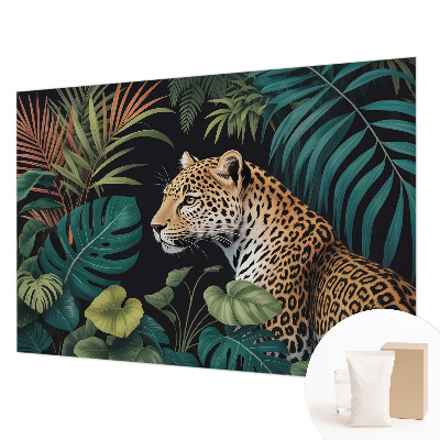 Fotobehang voor de woonkamer met een exotisch luipaardmotief