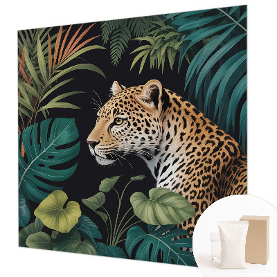 Fotobehang voor de woonkamer met een exotisch luipaardmotief