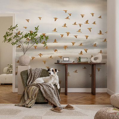 Fotobehang vliesbehang met een motief van vogels in vlucht