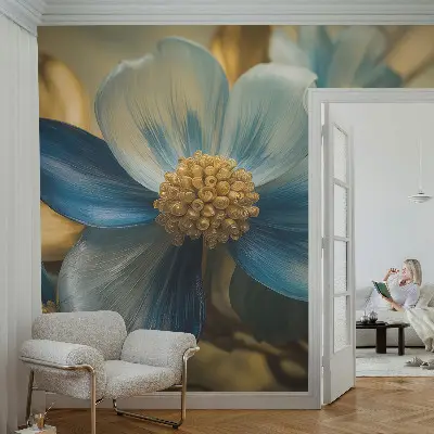 Fotobehang slaapkamer met een bloemarrangement